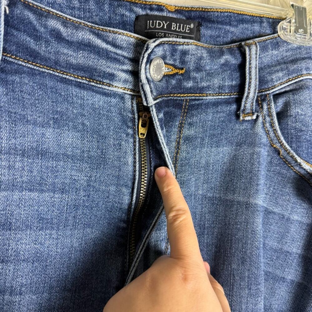 Judy Blue Mid Rise Pocket Tooling Knee Destroy Bootcut Jeans 22W JB82264MD-PL - Picture 14 of 16